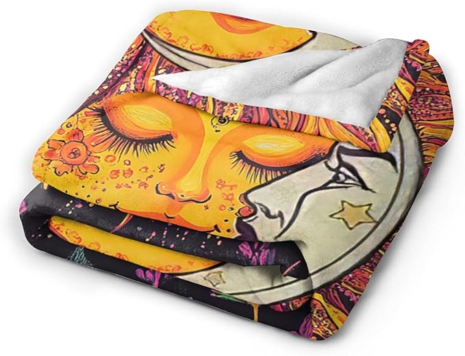 Sun and Moon Blanket Day and Night Throw Blanket Soft Warm Cozy Fuzzy Lightweight Fleece Flannel Plush Celestial Throw Blanket Gifts for Girls Women Kids Adults 40"X50"