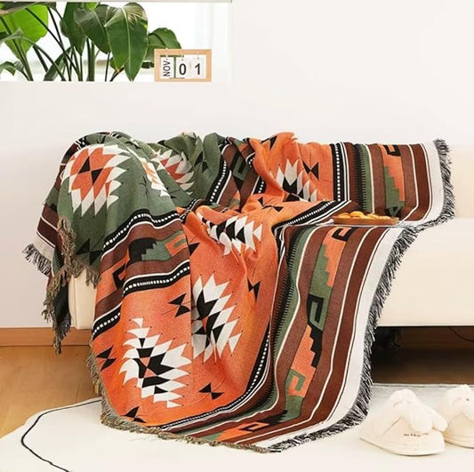 Lqprom Southwest Throw Blankets Aztec Southwestern Throws Cover Boho Native American Blankets for Gift Sofa Table Bed Living Room Decor Outdoor Camping Picnic Tent Beach Car Traveling 63"x87"