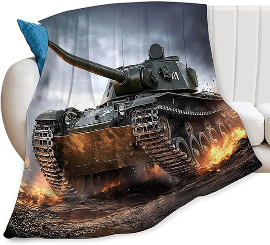 Tijuboni Military Tank Throw Blanket Army Gifts for Boys Men Girls Women Kids Adults Soft Flannel Fleece Blanket for Couch Sofa Bed Home Decor 40"x50"