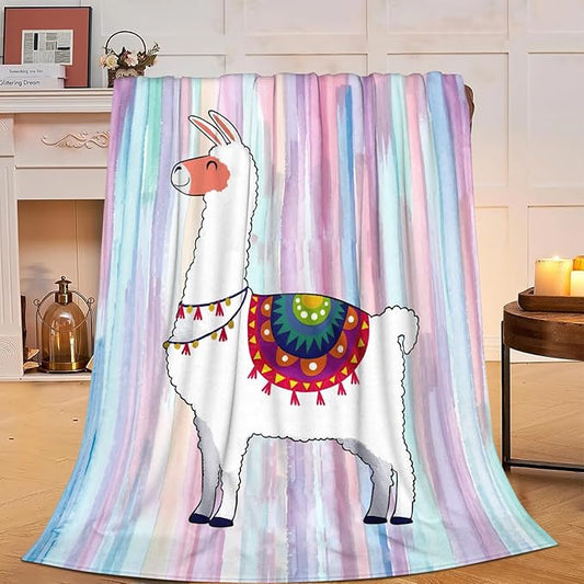 Llama Blanket Super Cozy Soft Cute Llama Animal Throw Blanket Warm Plush Fluffy Alpaca Stuff Gifts for Women Girls Fleece Flannel Gift Blankets for Kids Adults 60"X50"