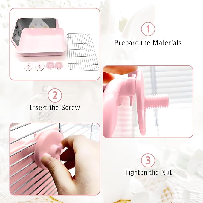 Bunny Litter Box with Grate, Rabbit Corner Litter Pan, Pet Toilet Potty Trainer with Scoop & Disposable Liner for Guinea Pig Ferrets Chinchilla