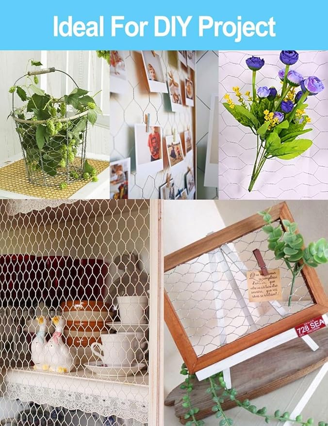 TOYPOPOR Chicken Wire 16'' x 190''/16ft(40cm x 5m), Outdoor Anti-Rust Hexagonal Galvanized Chicken Wire Mesh Fencing to Protect Gardening Plants Vegetables Flowers Fruits from Dogs Rabbits Squirrels