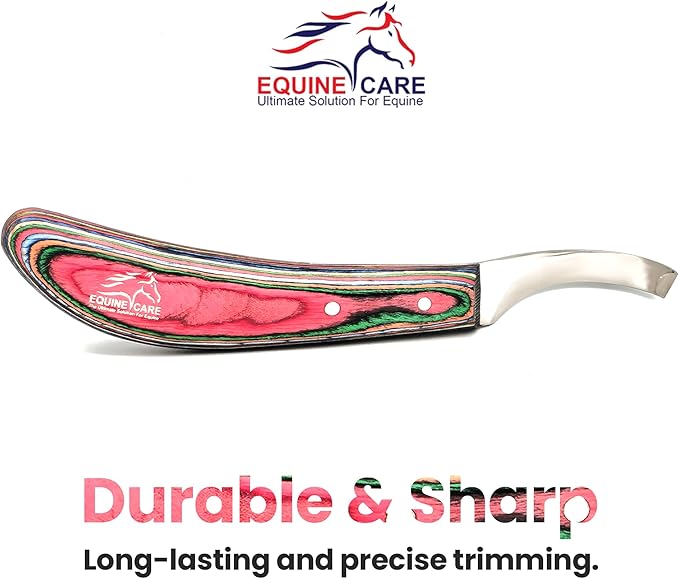 Equine Care Farrier Hoof Knife (Left-Handed) | Razor Sharp J2 Stainless Steel Blade, Ergonomic Handle | Professional Grade Precision Tool for Horse, Cow, Goat & Livestock Hoof Trimming & Shoeing.