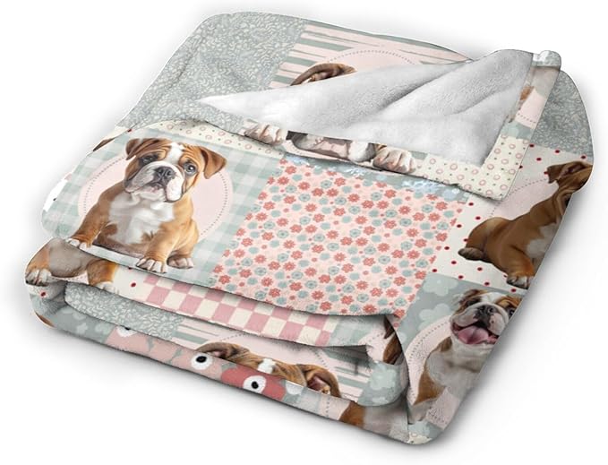 French Bulldog Throw Blanket Cute Bulldog Flannel Blankets Dog Lover Plush Super Soft Cozy Warm Decor Gifts for Boys Girls Kids Adults Men Women 60" x 80"