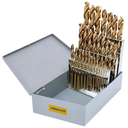 Cobalt Drill Bit Set - 29Pcs M35 High Speed Steel Twist Drill Bits for Hardened Metals, Stainless Steel, Cast Iron and Wooden Plastics with Metal Index Storage Box, 1/16"-1/2"