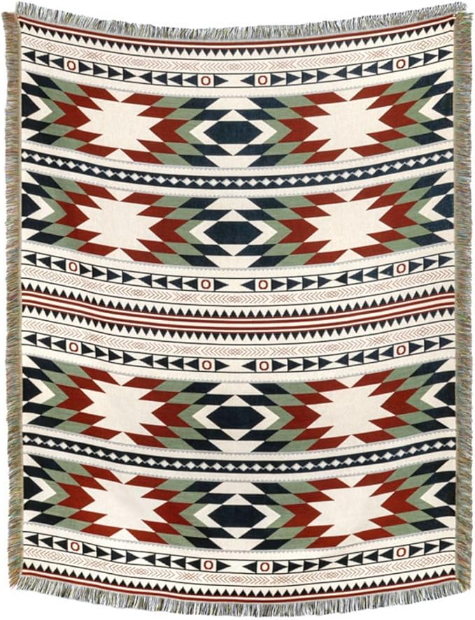 Lqprom Southwest Throw Blankets Aztec Southwestern Throws Cover Boho Native American Blankets for Gift Sofa Table Bed Living Room Decor Outdoor Camping Picnic Tent Beach Car Traveling 63"x87"
