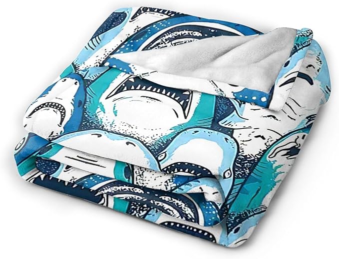Shark Blanket Gifts for Girls Boys Soft Warm Plush Sad Sharks Throw Blanket Flannel Fleece Fuzzy Stuff Cute Shark Blanket for Bed Couch Living Room Decor 50"X40"