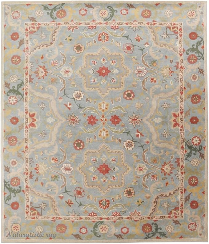 Handmade Tufted 100% Wool Area Rug Traditional Rug Bedroom Living Room Office for Luxury Home (Multi, 5'x 8')