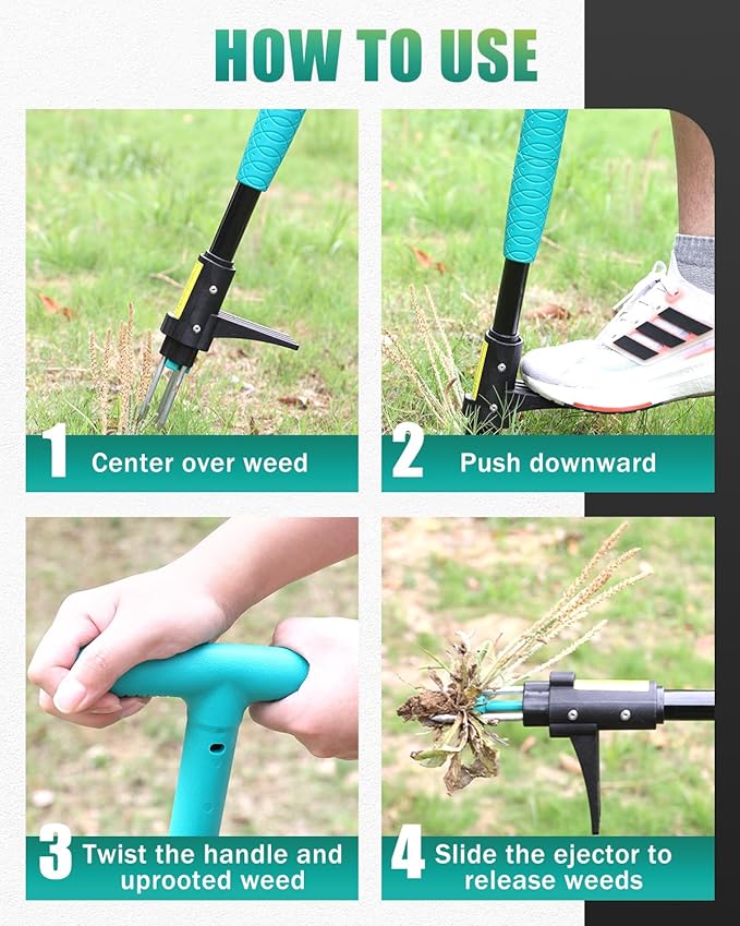 Breeze Touch 39" Weed Pulling Tool, 3-Claw Detachable Weed Puller Tool with Long Handle, Heavy Duty Stand Up Weeder Weeding Tool for Lawn, Yard, Garden, Crabgrass, Dandelion Picker, Weed Remover
