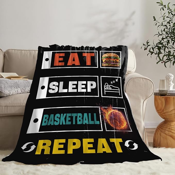 Basketball Blanket Gifts for Girls Boys Sports Throw Cozy Plush Fleece Flannel Lightweight Fuzzy Party Blankets for Women Men 60"X50"