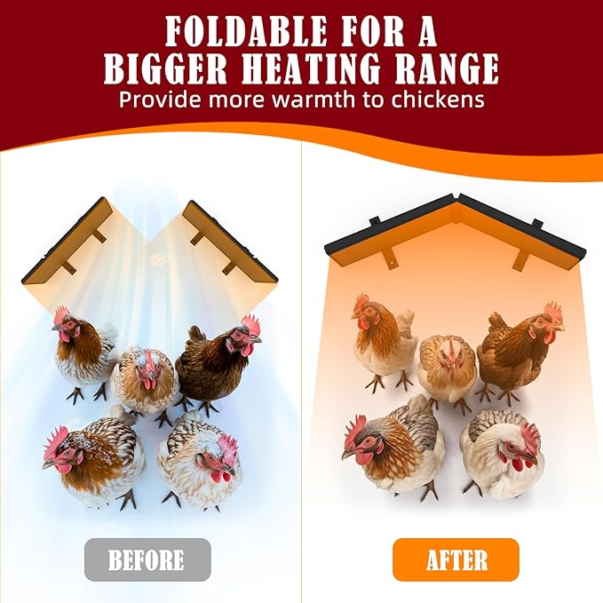 Chicken Coop Heater Inside Coop with Remote Control, 180W Foldable Radiant Heaters, 30''x12'' Large Heating Panel Warmer for Cozy Winter with Adjustable Timer and Temp, Safer Than Brooder Heat Lamp