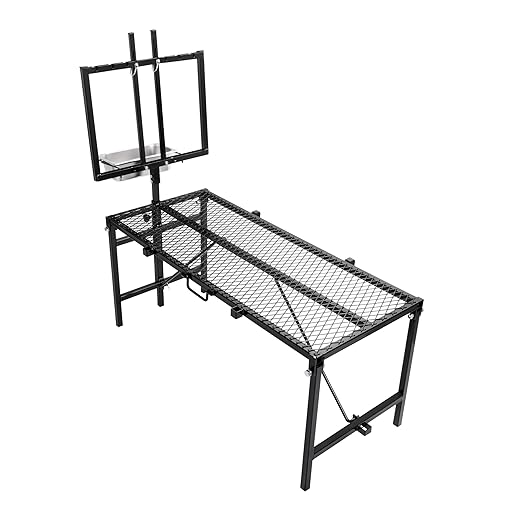 HECASA Sheep Milking Stand Livestock Feeder Rack Adjustable Headpiece w/Removable Feeding Tray Portable Farm Ranch Livestock Stand for Hoof Trimming Shearing Grooming Grooming (Black)