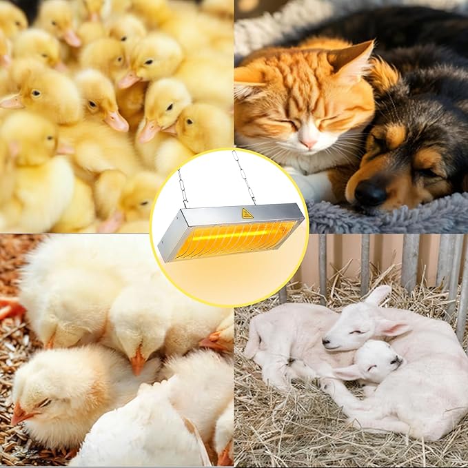 600W Chicken Coop Heater Bulb, Replacement Bulb Accessories for Chicken Heat Lamp, Brooder Heater Tubes for Chicks, Poultry, Pets, 2 Pack