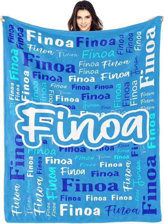 Custom Blanket with Name Personalized Blankets for Kids Adult Boys Girls Flannel Monogrammed Customized Blankets Throw (60''x80'')