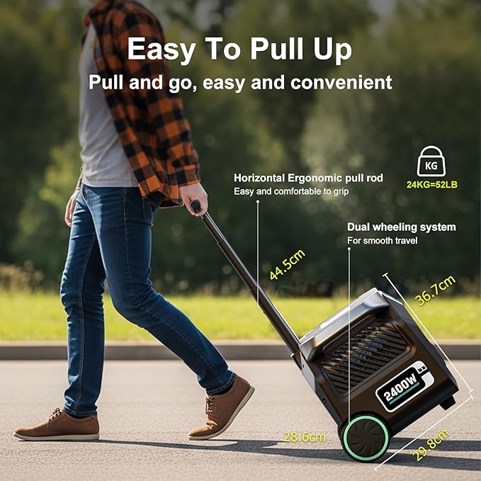 IEE 2400W (5000W Peak) Portable Power Station P2400 with 2x100W Solar Panels, 2048Wh Solar Generator, 1800W AC Charging, AC Outlets x 4, LiFePO4 Battery Power Station for Home Backup, RV, Emergencies