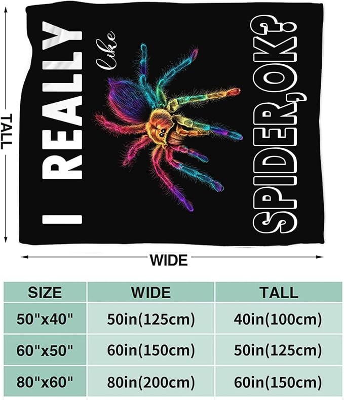 Spider Blanket Gifts for Girls Women Halloween Spider Throw Blankets Cozy Plush Fleece Flannel Fuzzy for Boys Men Decor 60"X50"