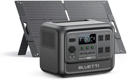 BLUETTI Elite 100 V2 Solar Generator with 100W Solar Panel (Ships Separately), 1024Wh Portable Power Station w/ 4 1800W AC Outlets, 35% Smaller, Ideal for Camping, Emergencies, Backup Power (2025 New)