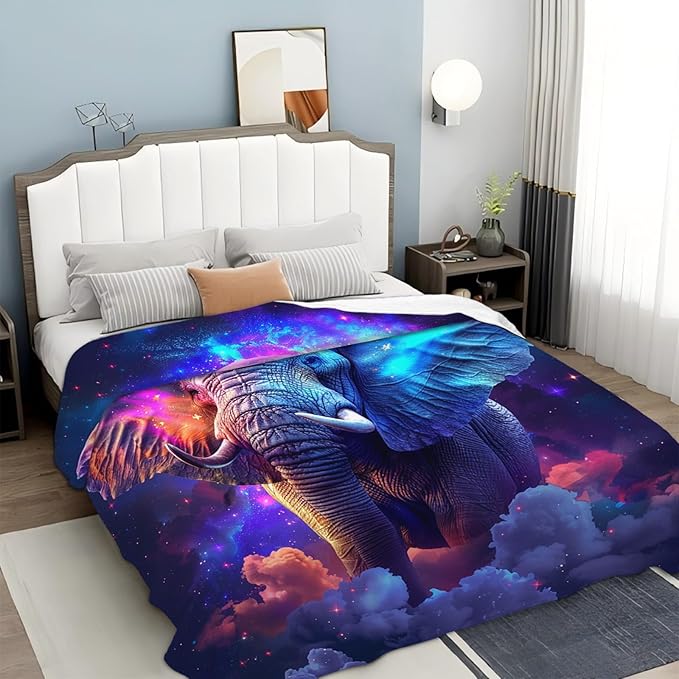 Tijuboni Elephant Throw Blanket Elephant Gifts for Girls Boys Women Men Kids Adults Soft Flannel Fleece Blanket for Couch Sofa Bed Home Decor 50"x60"