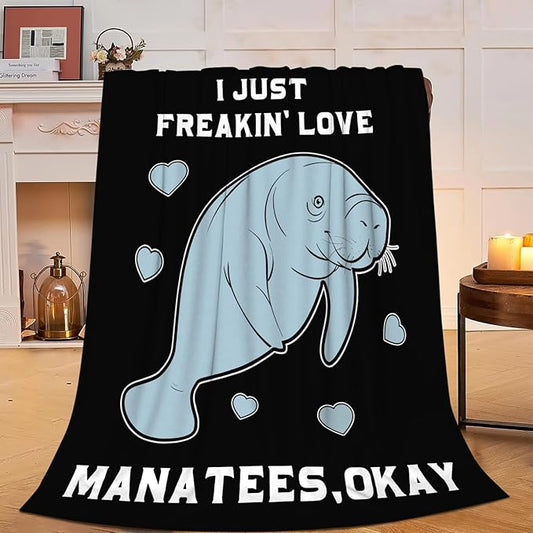 Manatee Blanket Super Cozy Soft Manatee Throw Blanket for Women Men Warm Plush Fluffy Manatees Stuff Fleece Flannel Gifts Blankets for Kids Adults 50"X40"