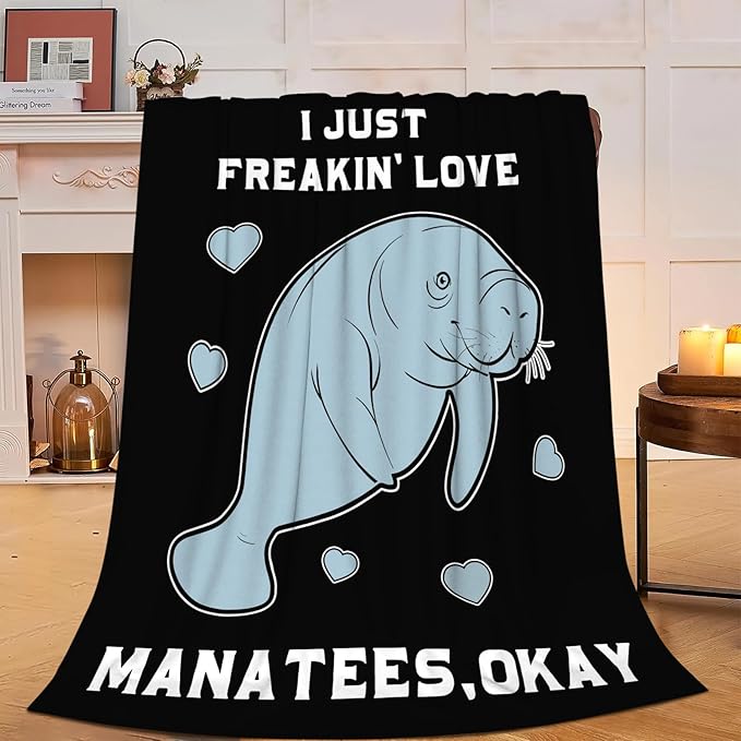Manatee Blanket Super Cozy Soft Manatee Throw Blanket for Women Men Warm Plush Fluffy Manatees Stuff Fleece Flannel Gifts Blankets for Kids Adults 80"X60"