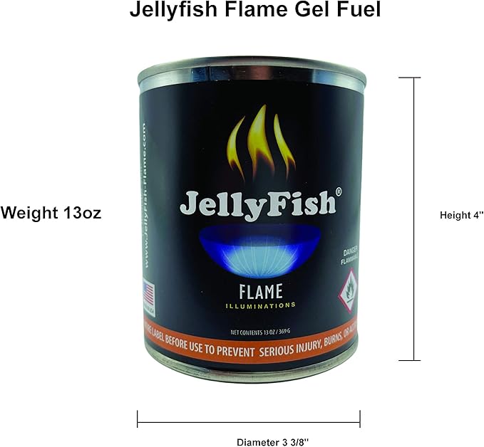 Real JellyFish Flame Premium Gel Fuel 48 Cans Indoor or Outdoor Made in USA 13oz