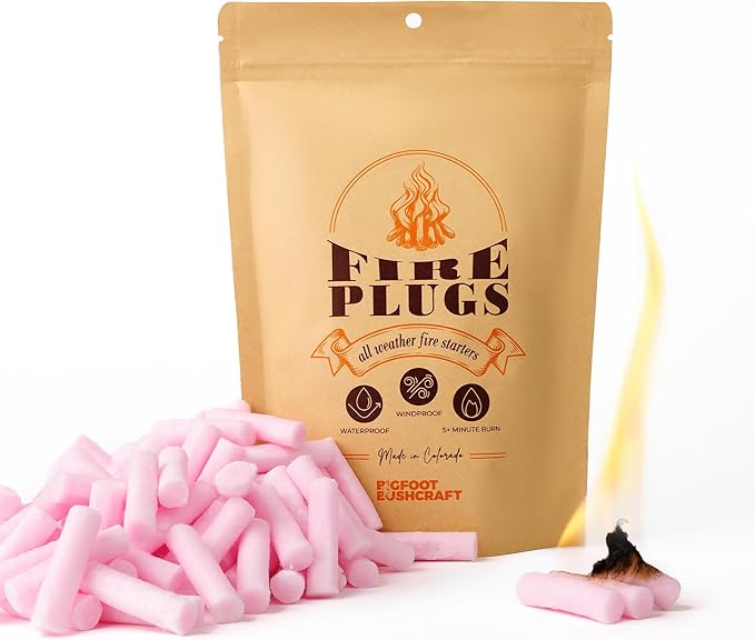 Non-Toxic Waterproof Fire Starters with 5+ Minute Burn for Emergencies, Survival, Campfires, Fire Pits, Grills - Made in The USA - 50 Pack