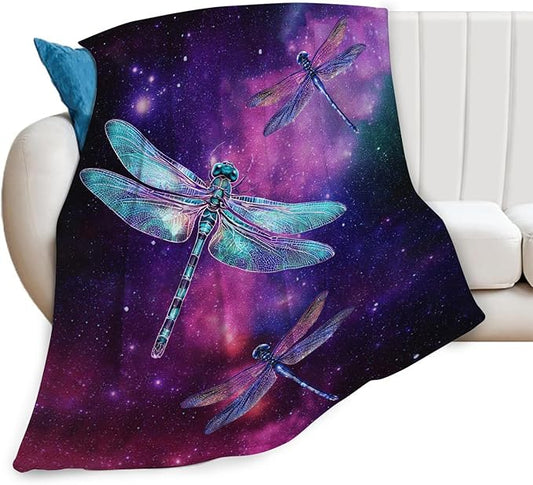 Dragonfly Blanket Gifts for Girls Boys Dragonfly Lovers Throw Blankets Cozy Plush Fleece Flannel Fuzzy for Women Men Decor 60"X50"