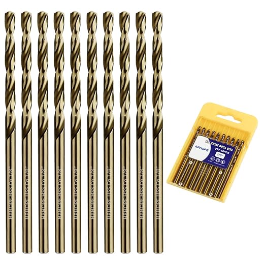 1/8 Inch Cobalt Drill Bits 10Pcs - HPHOPE M35 HSS Metal Twist Drill Bits Set, Jobber Drill Bits Length and Straight Shank, Suitable for Drilling in Hard Metal, Stainless Steel, Cast Iron