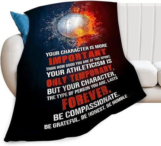 Volleyball Blanket Gifts for Boys Girls Soft Warm Plush Motivational Sport Throw Blanket Flannel Fleece Fuzzy Stuff Blanket for Bed Couch Living Room Decor 60"X50"