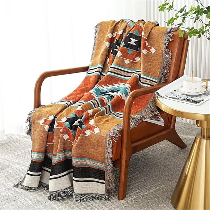 Lqprom Southwest Throw Blankets Aztec Southwestern Throws Cover Boho Native American Blankets for Gift Sofa Table Bed Living Room Decor Outdoor Camping Picnic Tent Beach Car Traveling 63"x87"