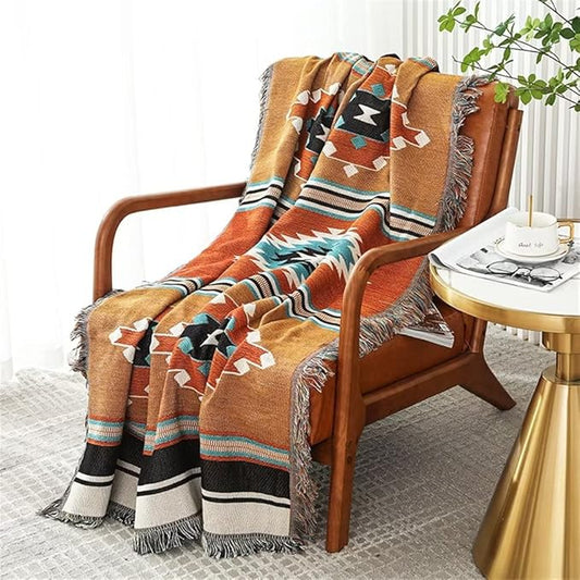 Lqprom Southwest Throw Blankets Aztec Southwestern Throws Cover Boho Native American Blankets for Gift Sofa Table Bed Living Room Decor Outdoor Camping Picnic Tent Beach Car Traveling 63"x87"
