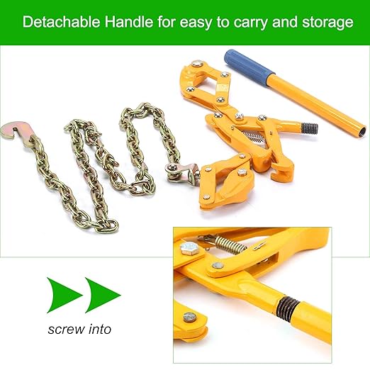 Nisorpa Fence Stretcher Tensioner Chain Strainer Heavy Duty Fence Puller Energiser Repair Tool for Cattle Barn Farm Fencing Repair Plain & Barbed Wire Stretcher Tool 47.25'' Chain Capacity 2200lbs