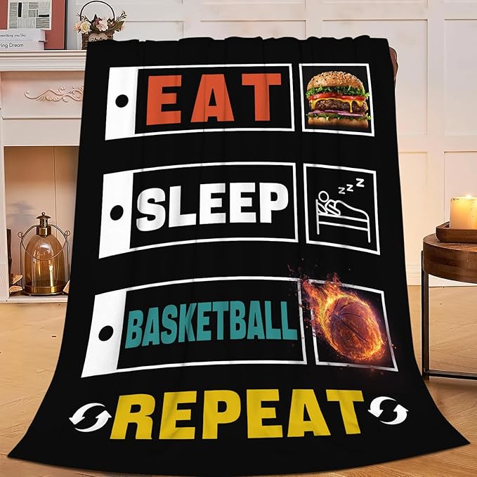 Basketball Blanket Gifts for Girls Boys Sports Throw Cozy Plush Fleece Flannel Lightweight Fuzzy Party Blankets for Women Men 50"X40"