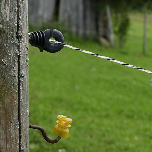 Electric Fence Polywire, 1320ft (400m), 3 Aluminum Strands, UV-Resistant PVC, 0.1in (2.5mm) Diameter, 256 lbs Tensile Strength, for Livestock and Rotational Grazing, White and Black