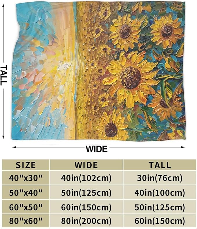 Sunflower Throw Blanket Sunflower Floral Flannel Blankets Flower Fuzzy Plush Super Soft Cozy Warm Decor Gifts for Boys Girls Kids Adults Men Women 50" x 60"
