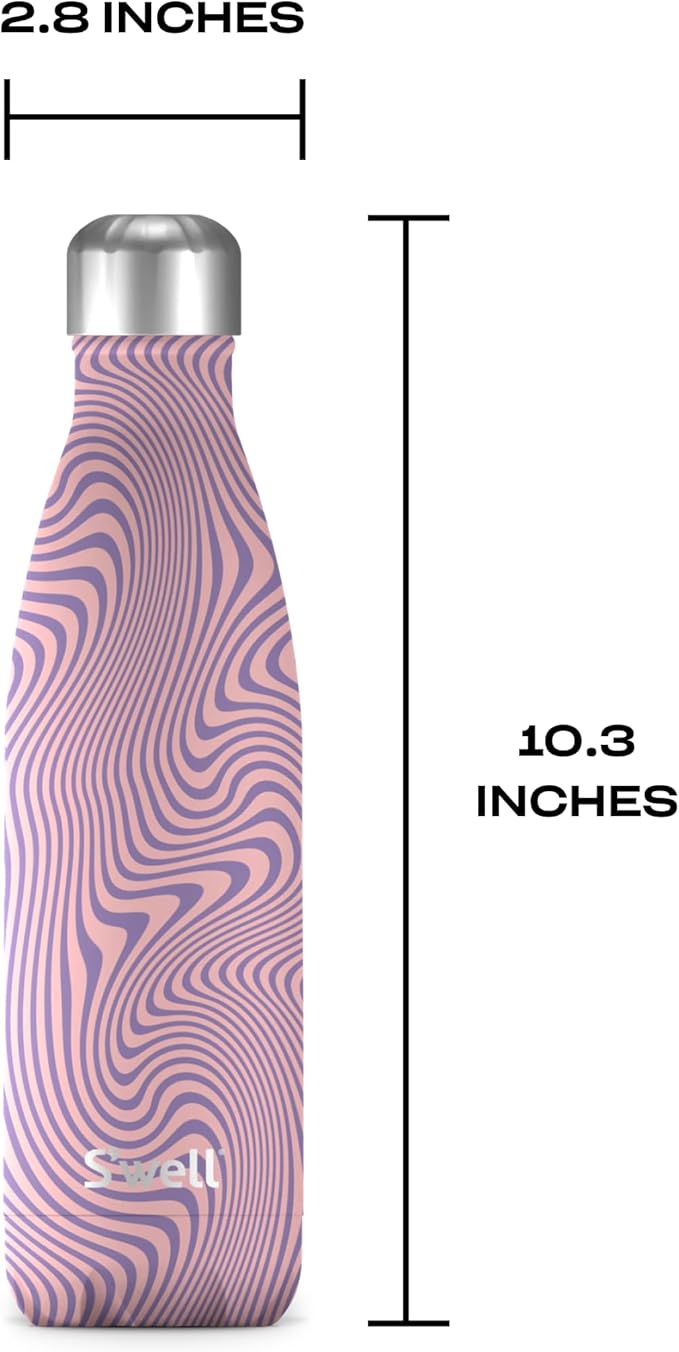 S'well Stainless Steel Water Bottle, 17oz, Lavender Swirl, Triple Layered Vacuum Insulated Containers Keeps Drinks Cold for 36 Hours and Hot for 18, BPA Free, Perfect for On the Go
