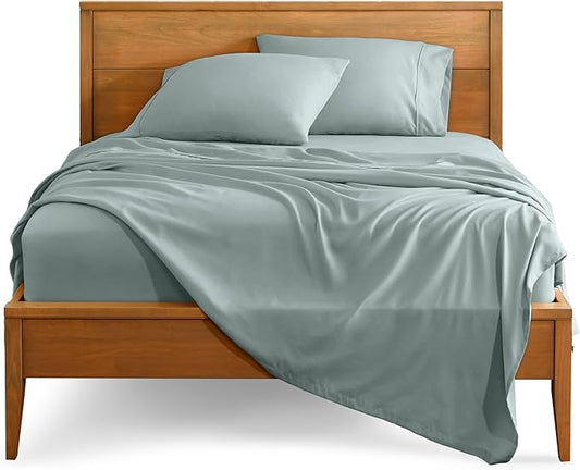 Bare Home Queen Sheet Set - Luxury 1800 Ultra-Soft Microfiber Queen Bed Sheets - Double Brushed - Deep Pockets - Easy Fit - 4 Piece Set - Bedding Sheets & Pillowcases (Queen, Sea Spray)