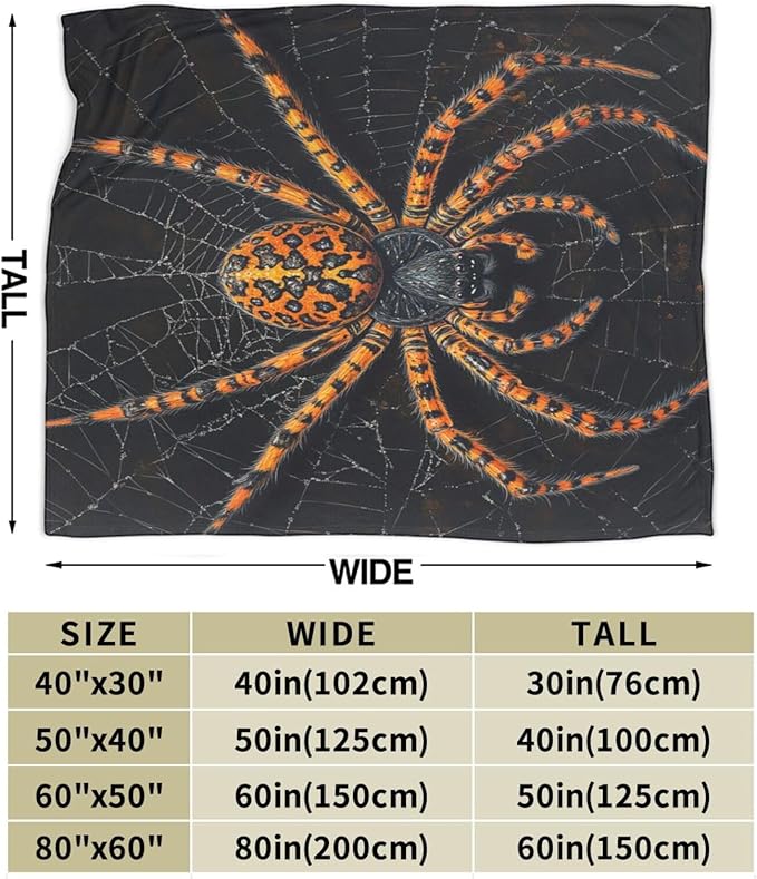 Soft Cozy Spider Flannel Throw Blanket - Warm Lightweight Fleece Plush Bedding Stuff Animal Decor - Gifts for Lover Girls Boys Kids Women Adults - Bed Travel 60"x80"