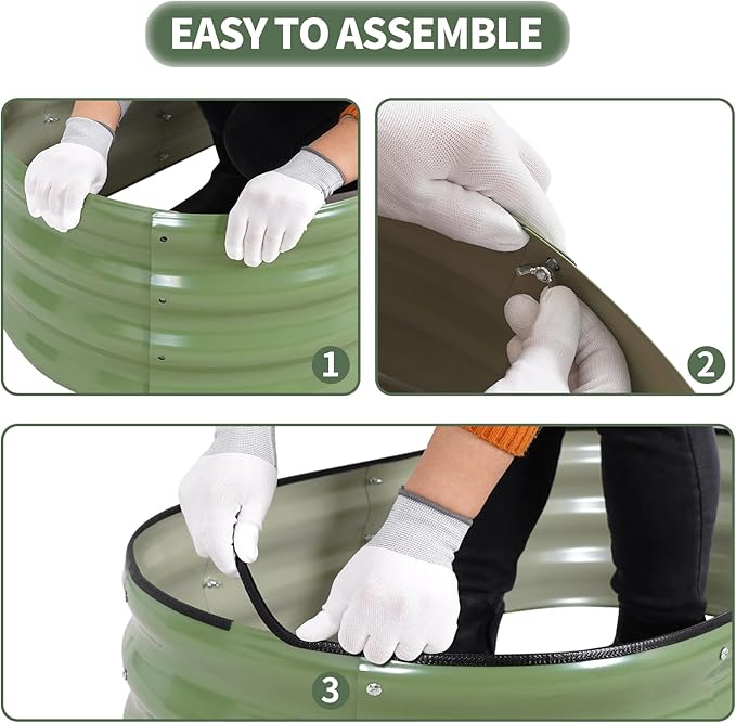 1MORE Galvanized Raised Garden Bed- Planter Garden Boxes Outdoor, Raised Beds for Gardening, 4x2x1ft Metal Garden Bed Kit for Vegetables Flower, Planter Raised Beds with Tools.Green-2pack