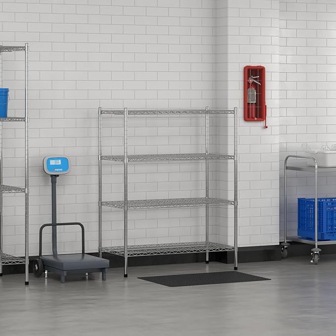 Commercial NSF Listed Chrome Stationary Wire Shelving Kit 21" x 42" x 54", with 4 Shelves Perfect for Warehouse, Walk-in Refrigerator, Freezer, Grocery Store, Restaurant, Dishroom