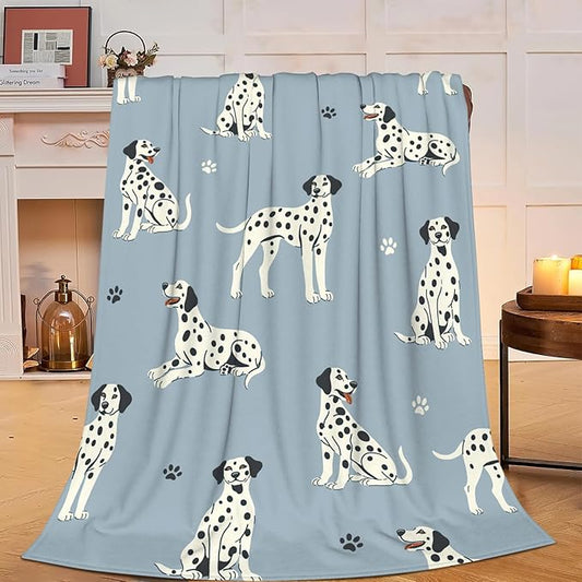 Dalmatian Blanket Super Cozy Soft Dalmatian Throw Blanket Warm Plush Fluffy Spotted Dog Stuff Gifts for Women Girls Fleece Flannel Gift Blankets for Kids Adults 80"X60"