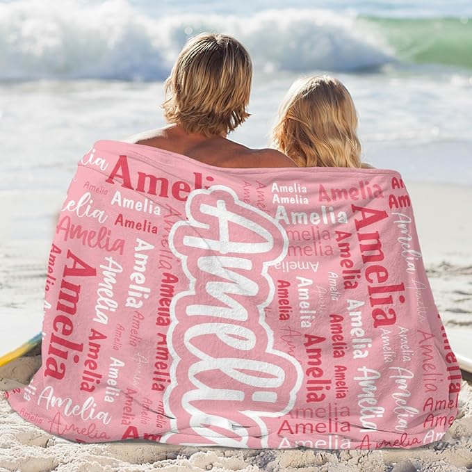 Custom Blanket with Name Personalized Blankets for Kids Adult Boys Girls Flannel Monogrammed Customized Blankets Throw (40''x50'')