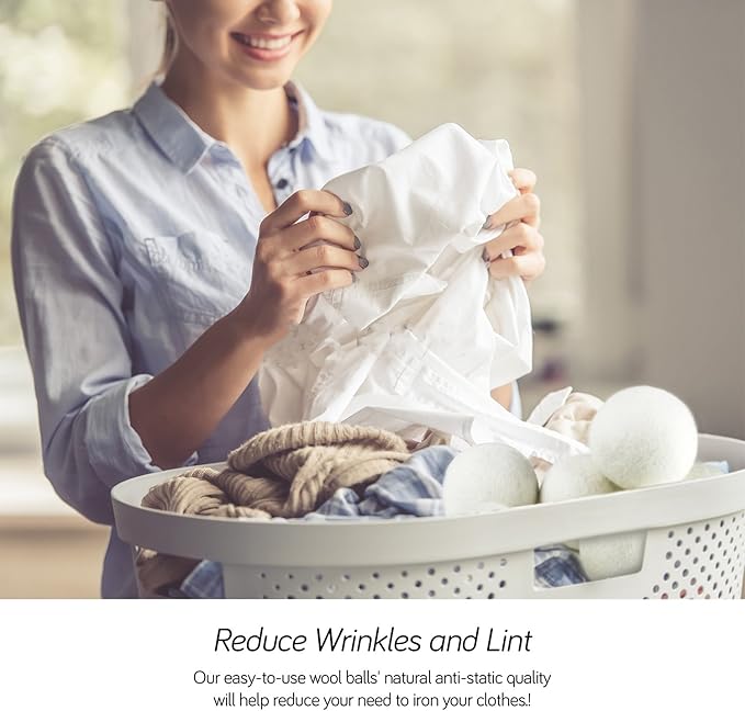 SnugPad XL Wool Dryer Balls, Natural Fabric Softener 100% Organic New Zealand Wool, Anti Static, Lint Free, Odorless, Chemical Free, Reduces Wrinkles, Baby Safe, Save Energy & Time, White 4 Count