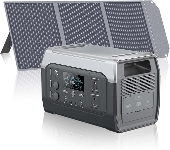 Portable Power Station with 100W Solar Panel,1024Wh LiFePO4 Battery, 1600W AC Outlets (2600W Surge),Solar Generator for Outdoor Camping Outages RV Travel Home Backup Power