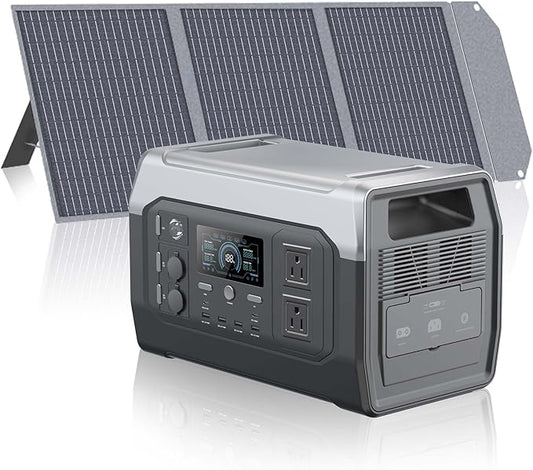 Portable Power Station with 100W Solar Panel,1024Wh LiFePO4 Battery, 1600W AC Outlets (2600W Surge),Solar Generator for Outdoor Camping Outages RV Travel Home Backup Power