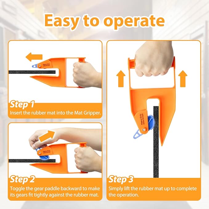 Heavy Duty Stall Mat Grippers, Pair of 2 Mat Mover Tools, 300LBS Capacity, Effortless Rubber Mat Remover for Stalls, Barn & Gym, Saves Back & Hands, For Soft, Thick, Uneven-Surface Rubber Mats