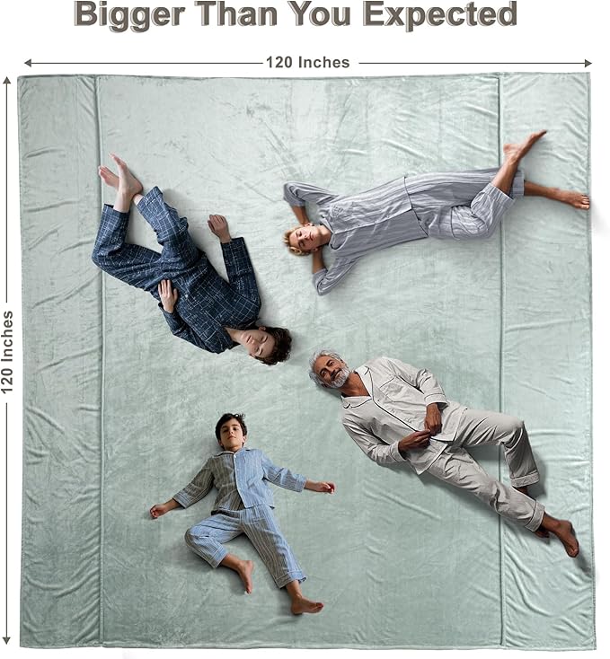 PHF Oversized King Fleece Blanket 120"x120", No Shed No Pilling Big Soft Blanket, Extra Large 10'x 10' Lightweight for Bed, Sofa Travel and Camping, Suitable for All Season, Jasper Stone