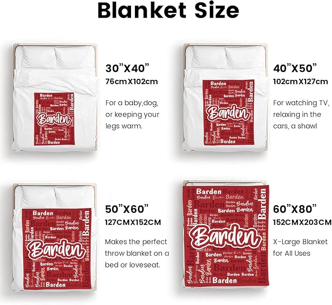 Custom Blanket with Name Personalized Blankets for Kids Adult Boys Girls Flannel Monogrammed Customized Blankets Throw (40''x50'')