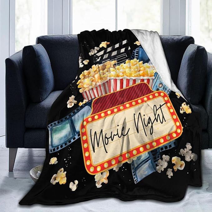 Movie Blanket Popcorn Gifts for Girls Boys Movie Theater Throw Blankets Cozy Plush Fleece Decor Flannel Fuzzy for Women Men 60"X50"