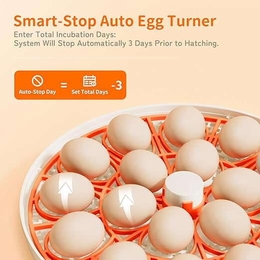 18 Egg Incubator, Automatic and Adjustable Egg Turning, Egg Candler, Temperature and Humidity Control, Hatch Day, 2 Size Egg Tray, Automatic Water Refill, Hatching Chicken Quail Duck Turkey Goose Bird